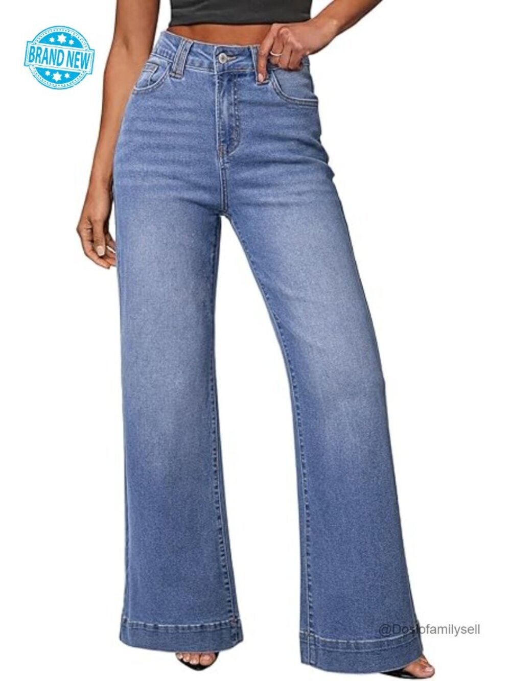 High Waisted Stretch Flare Jeans with Pockets